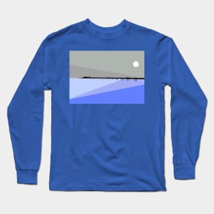 Deal Pier Seafront, Kent, Sun Rise, Grey, Blue and Purple Long Sleeve T-Shirt